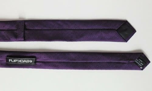 Flipback skinny tie purple with woven spots boys slim narrow necktie vgc